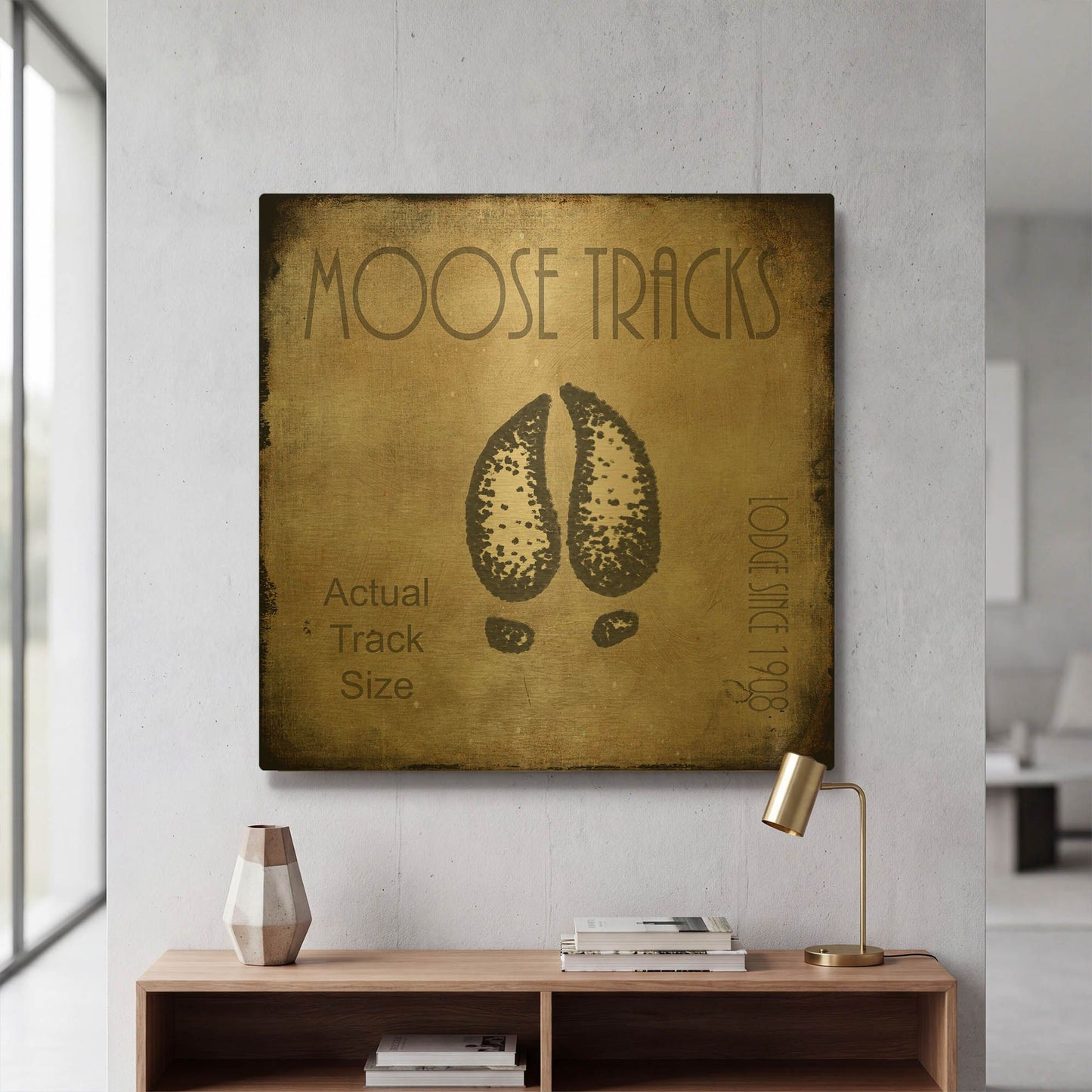 'Moose Lodge 2 - Moose Tracks 2' By Lightbox Journal Gold Metal Wall Art
