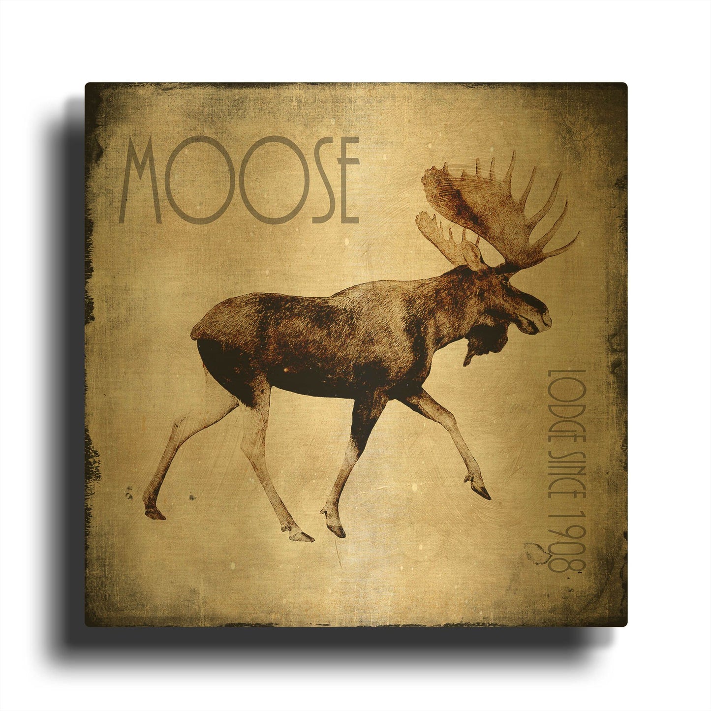 'Moose Lodge 2' By Lightbox Journal Gold Metal Wall Art