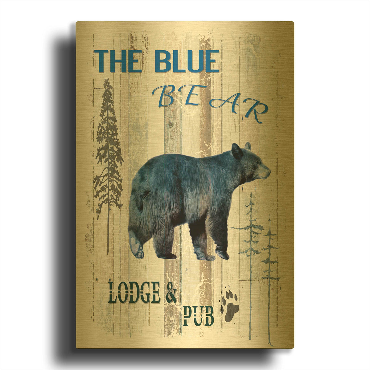 'The Blue Bear' By Lightbox Journal Gold Metal Wall Art