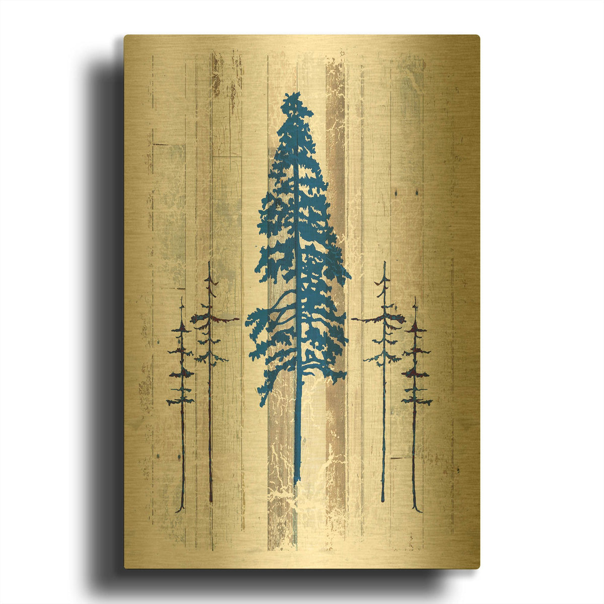 'The Blue Moose - Lodge Pole Pine' By Lightbox Journal Gold Metal Wall Art