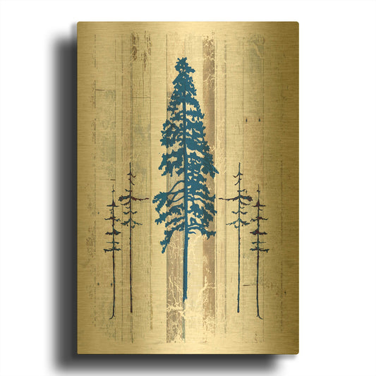 'The Blue Moose - Lodge Pole Pine' By Lightbox Journal Gold Metal Wall Art