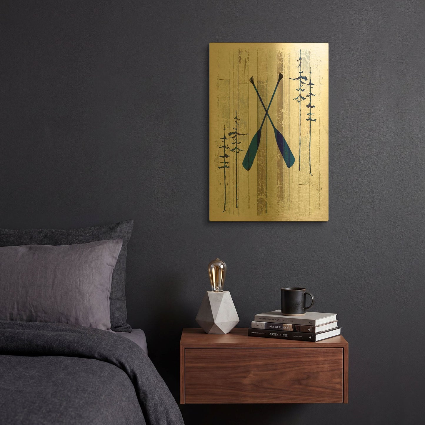 'The Blue Moose - Oars' By Lightbox Journal Gold Metal Wall Art