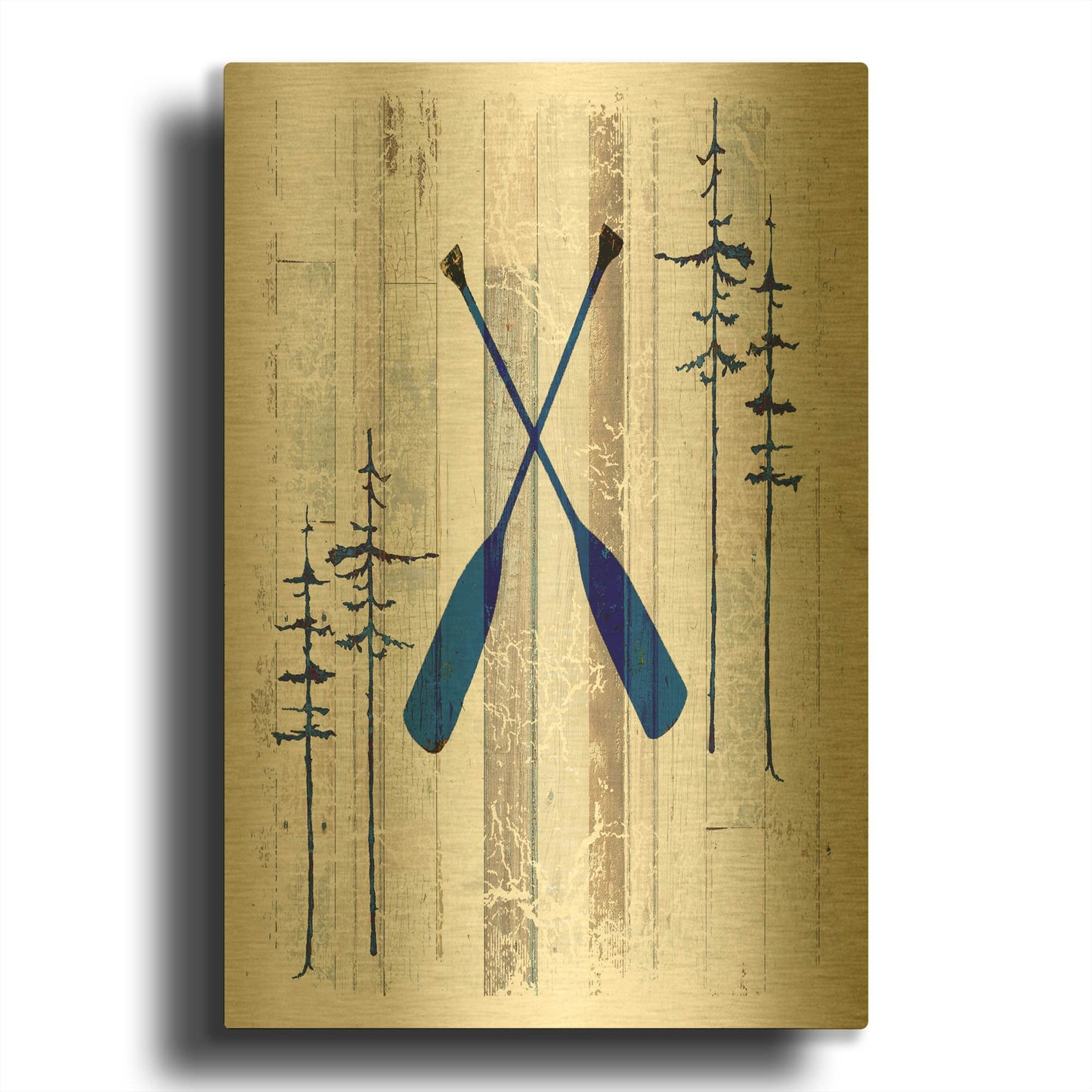 'The Blue Moose - Oars' By Lightbox Journal Gold Metal Wall Art