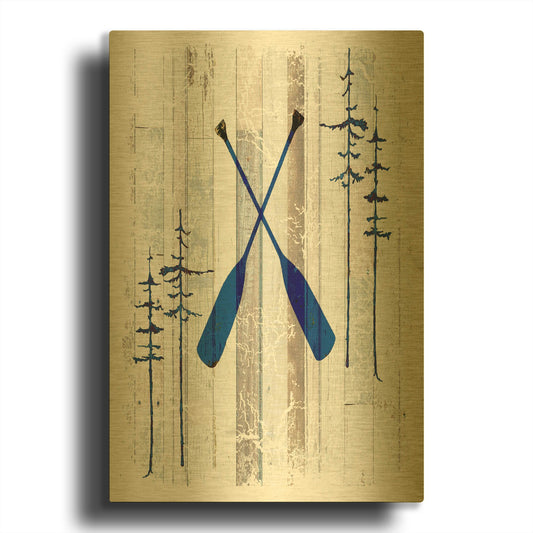 'The Blue Moose - Oars' By Lightbox Journal Gold Metal Wall Art