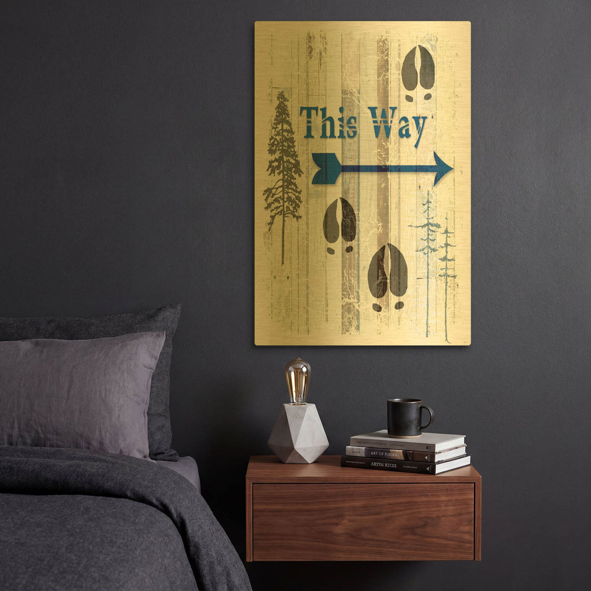 'The Blue Moose - This Way I' By Lightbox Journal Gold Metal Wall Art