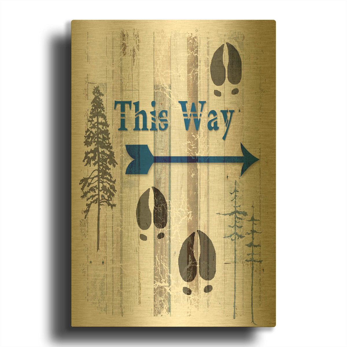 'The Blue Moose - This Way I' By Lightbox Journal Gold Metal Wall Art
