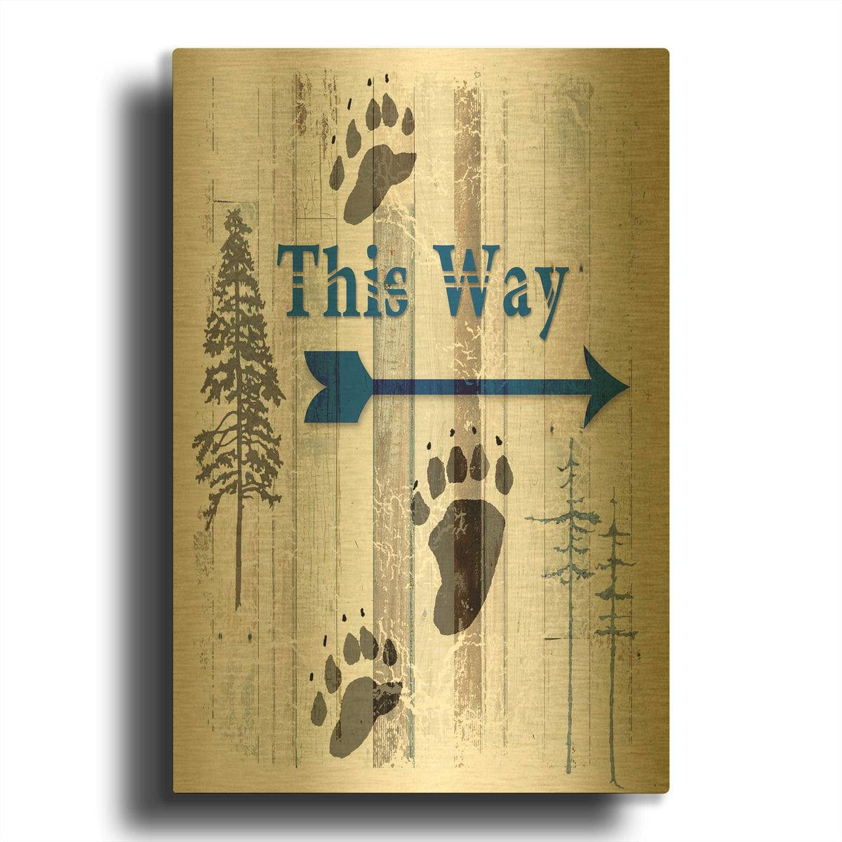 'The Blue Moose - This Way II' By Lightbox Journal Gold Metal Wall Art