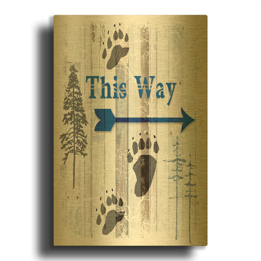 'The Blue Moose - This Way II' By Lightbox Journal Gold Metal Wall Art