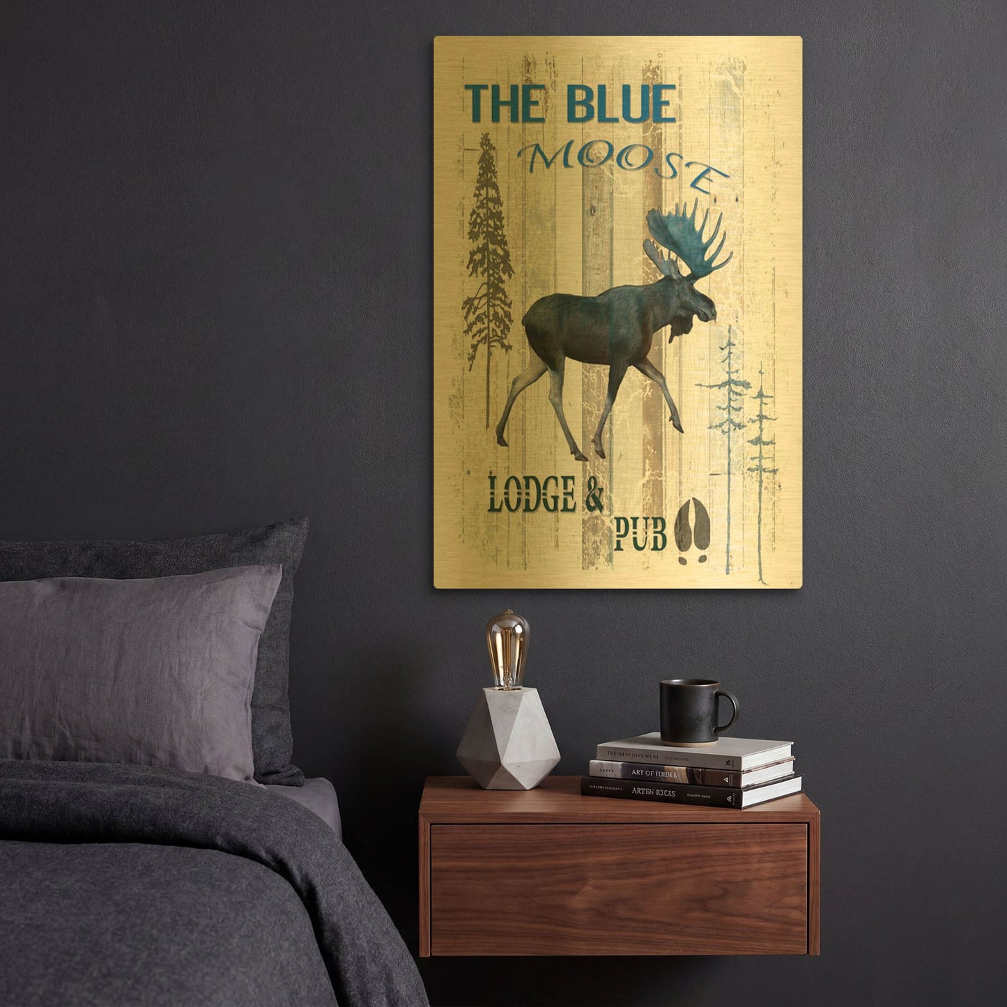 'The Blue Moose' By Lightbox Journal Gold Metal Wall Art