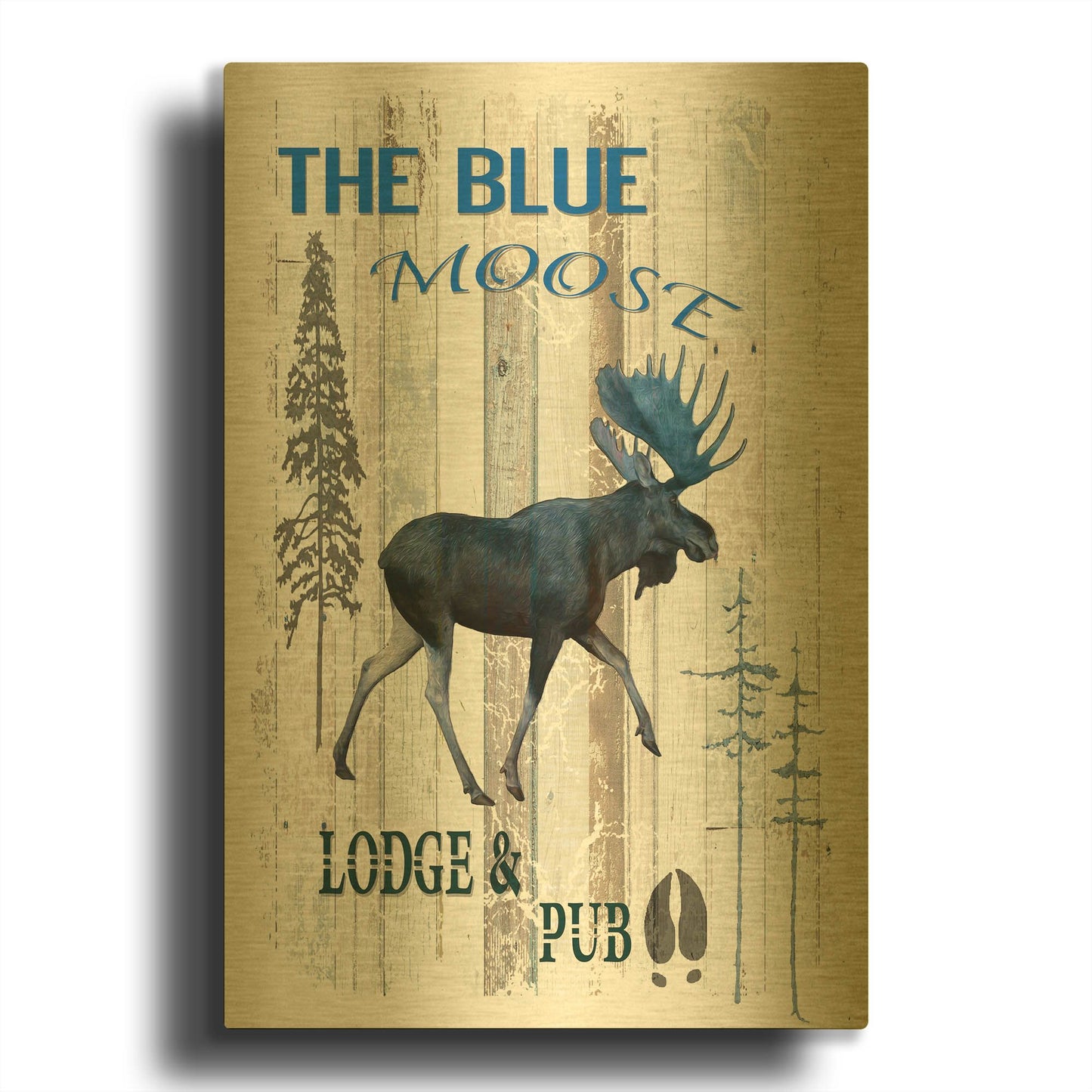 'The Blue Moose' By Lightbox Journal Gold Metal Wall Art