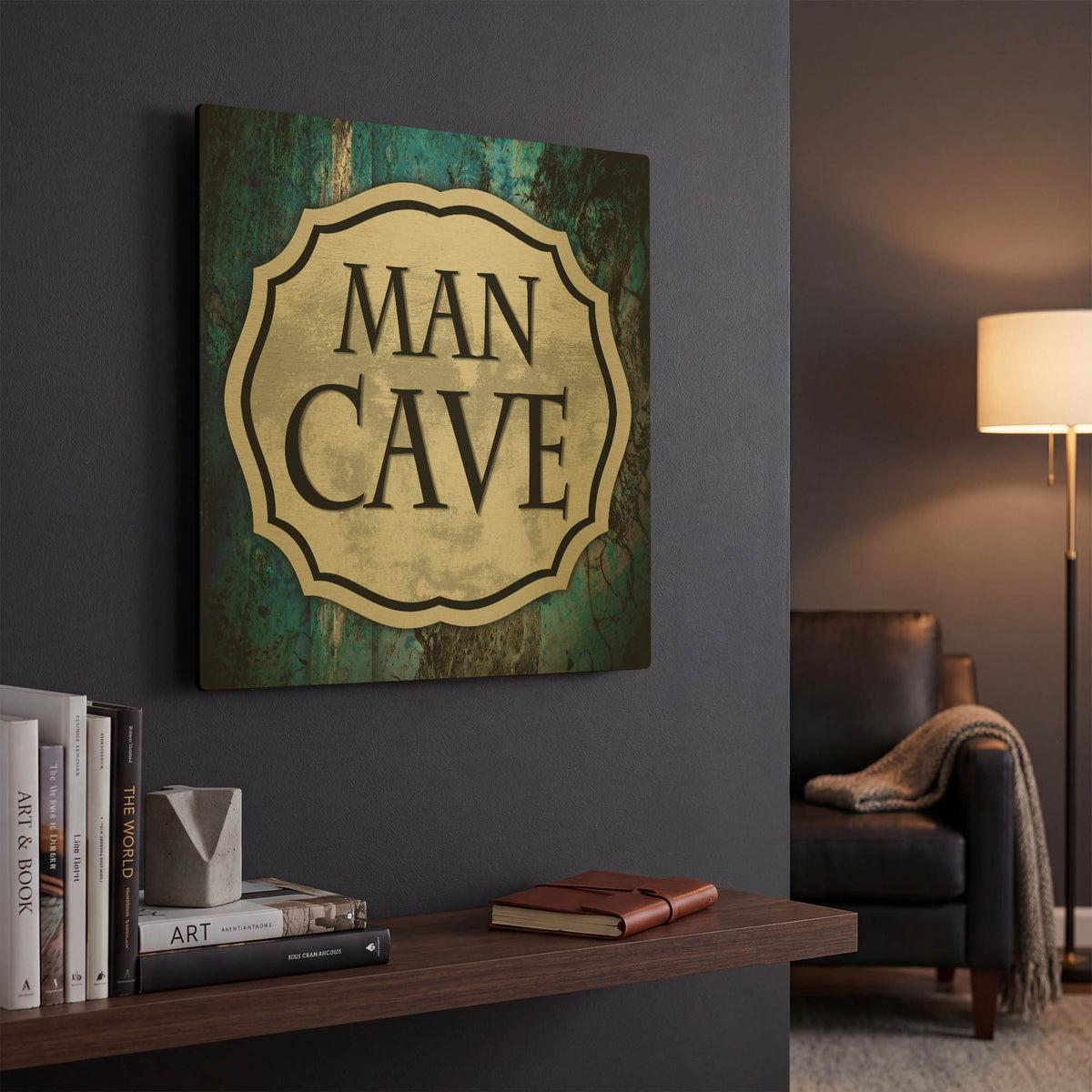 'Man Cave 1' By Lightbox Journal Gold Metal Wall Art