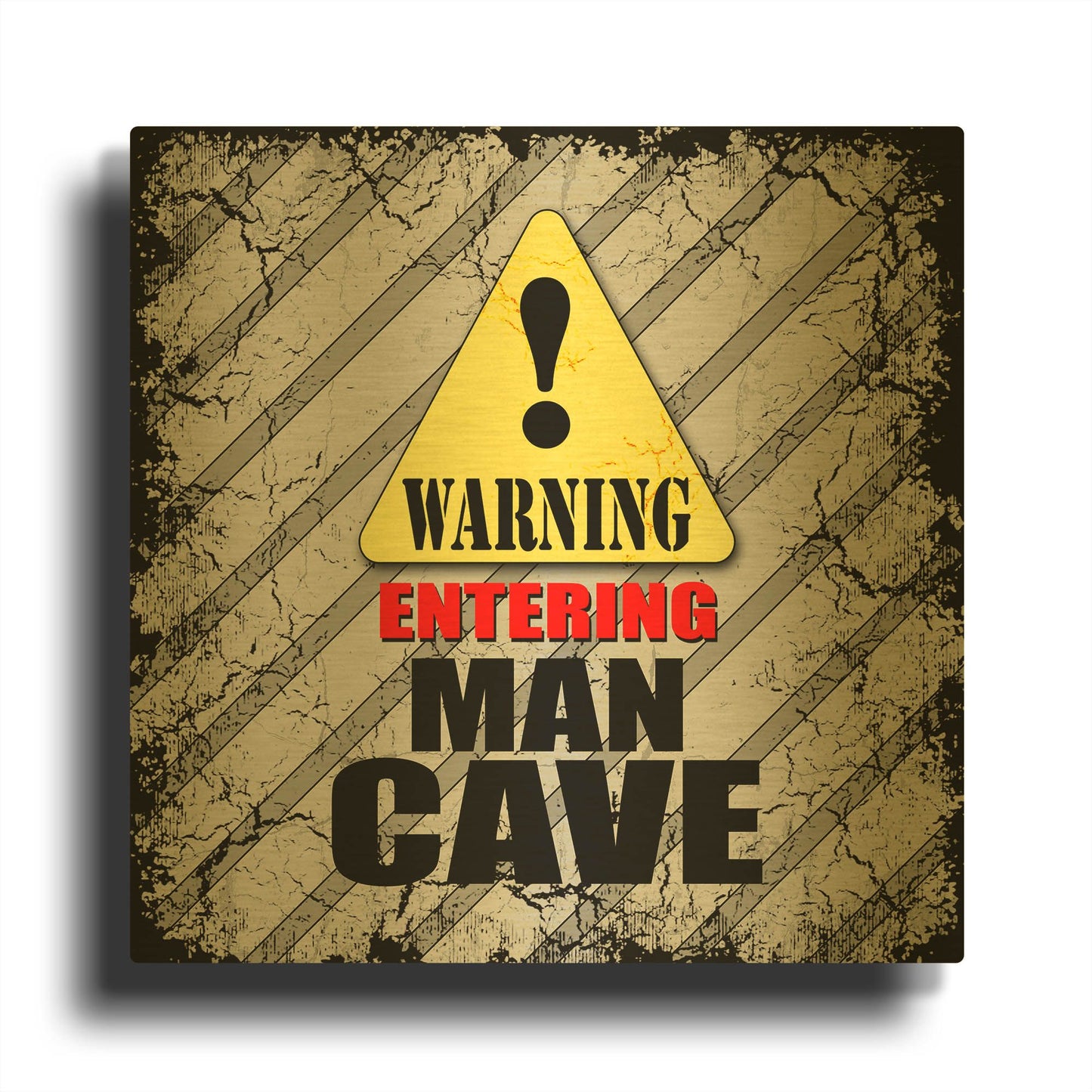 'Warning Man Cave' By Lightbox Journal Gold Metal Wall Art