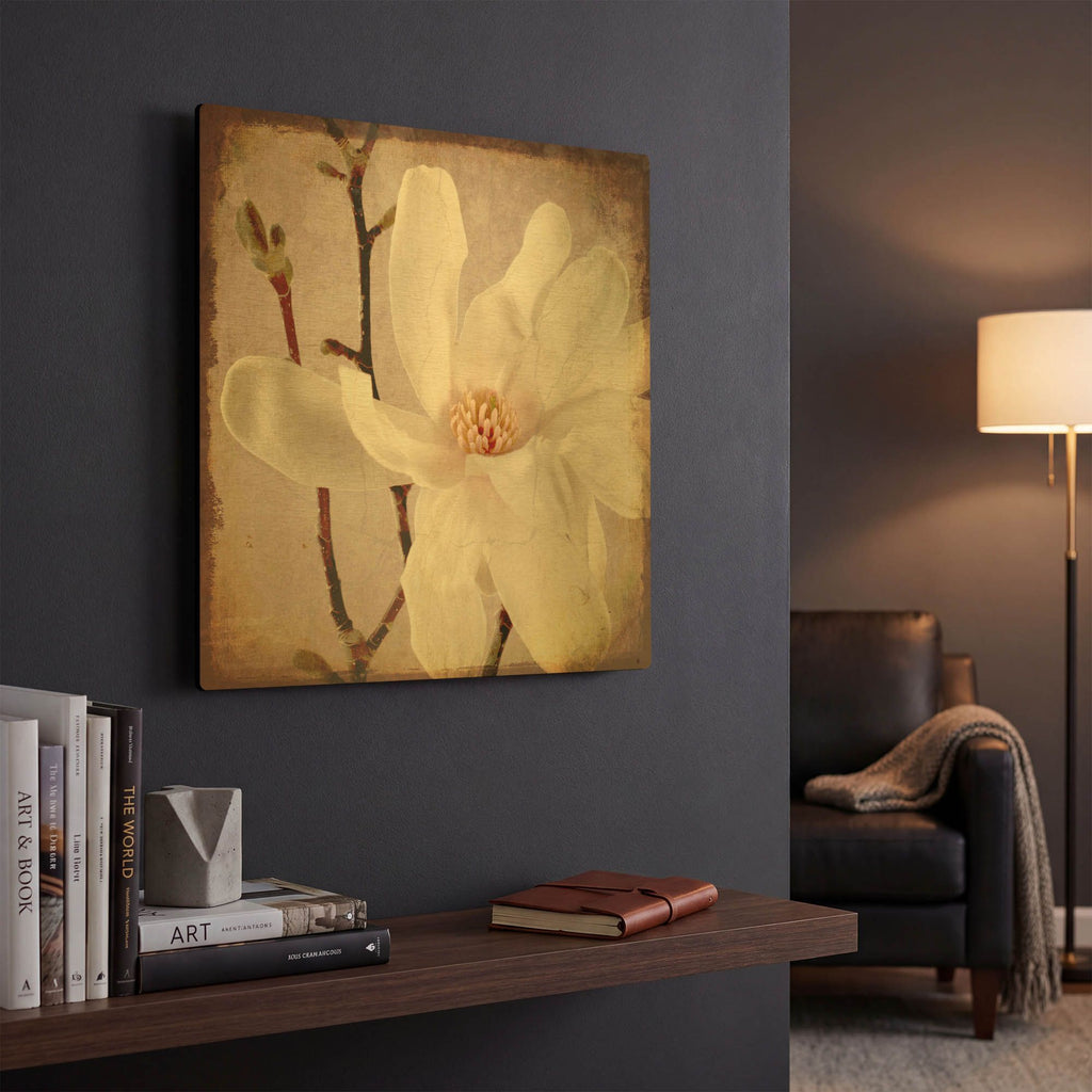'Paper Magnolia Closeup' By Lightbox Journal Gold Metal Wall Art