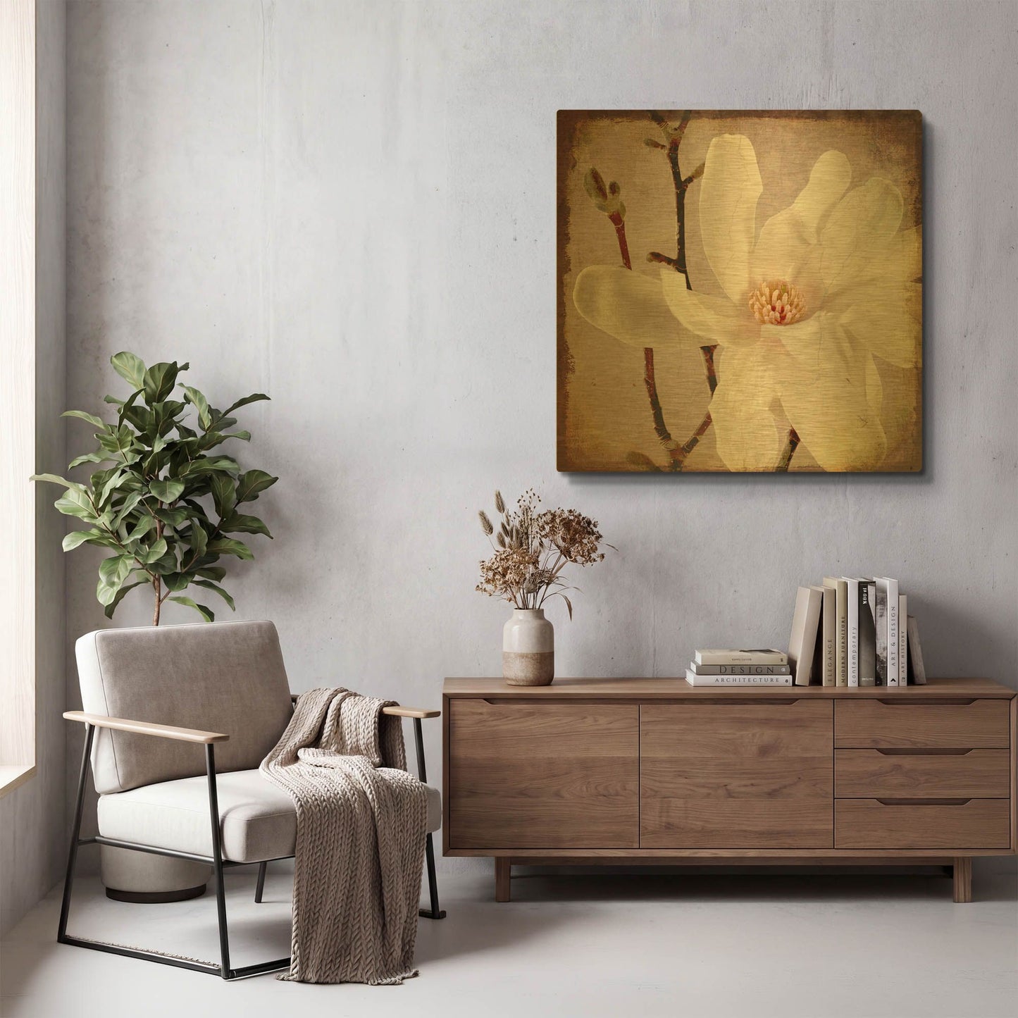 'Paper Magnolia Closeup' By Lightbox Journal Gold Metal Wall Art