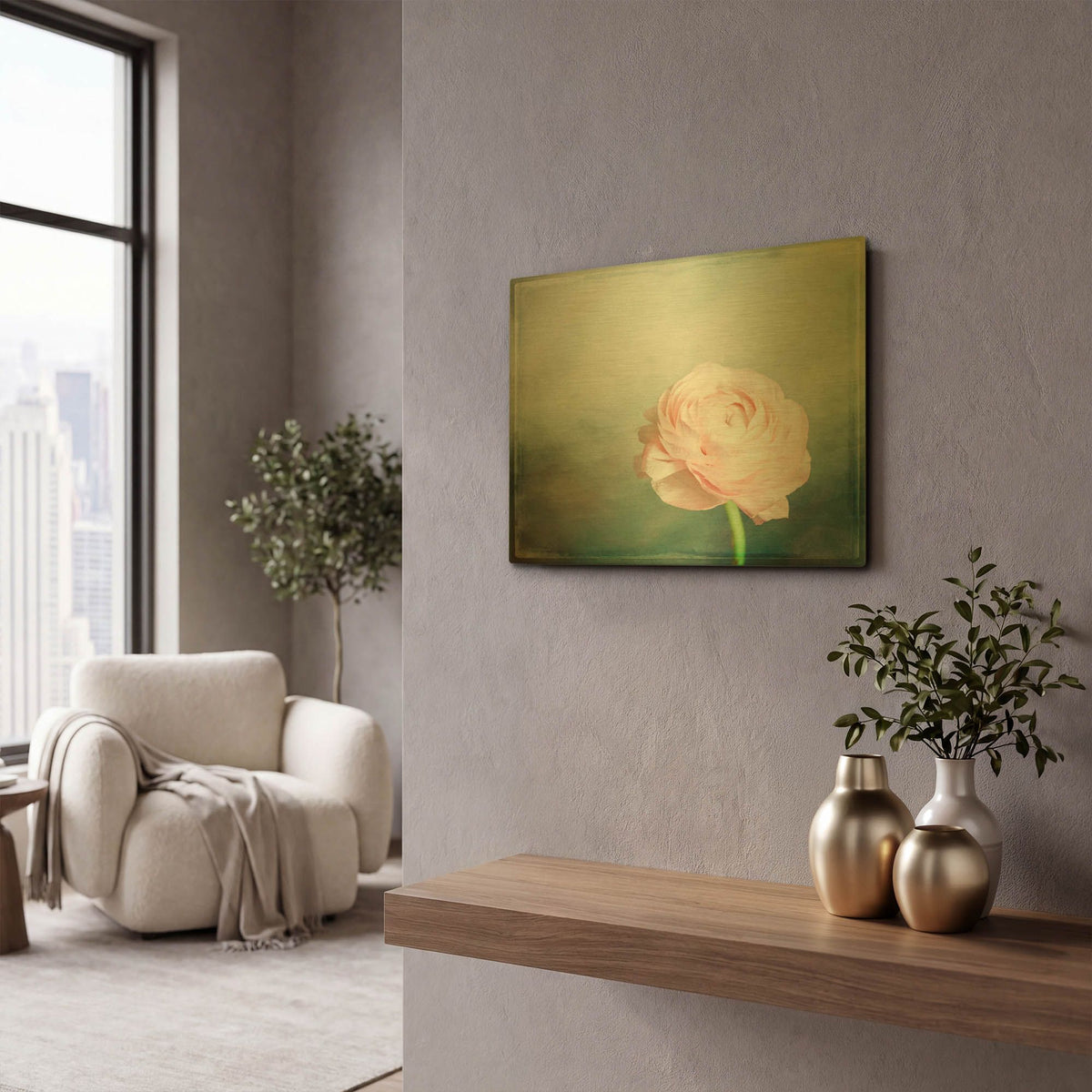'Peony 03' By Lightbox Journal Gold Metal Wall Art