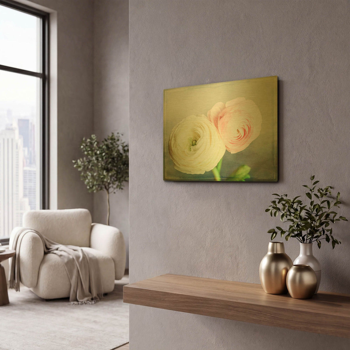 'Peony 06' By Lightbox Journal Gold Metal Wall Art