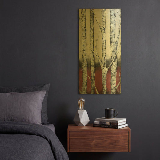 'Autumn Birch' By LovIsArt Gold Metal Wall Art