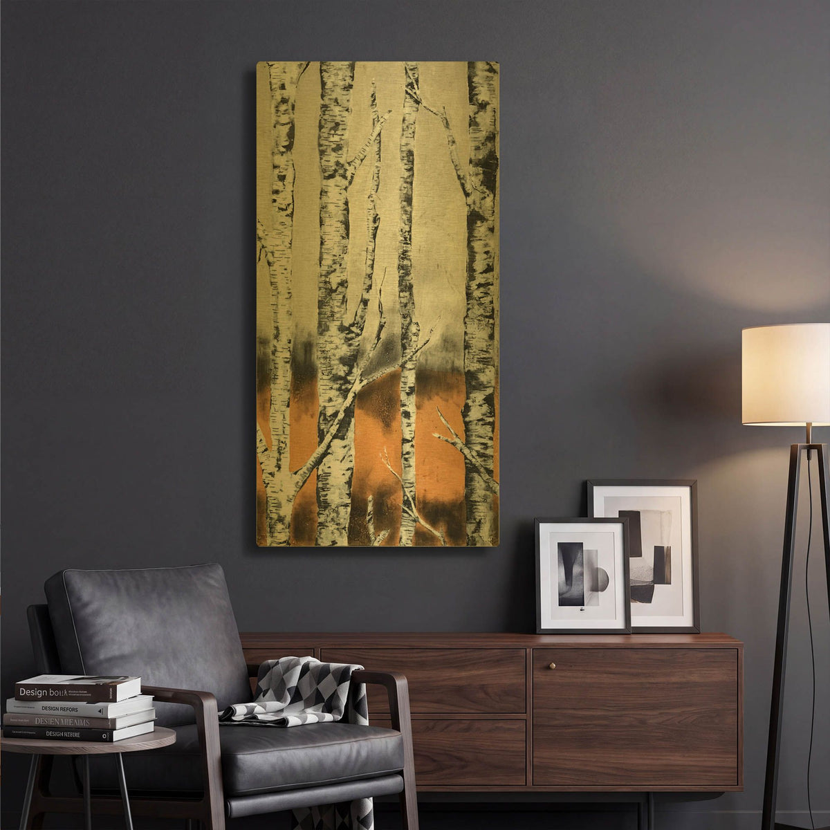 'Summer Birch' By LovIsArt Gold Metal Wall Art