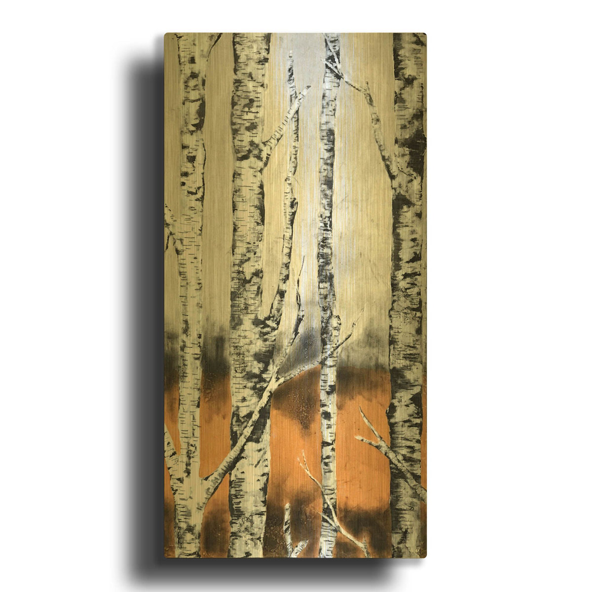 'Summer Birch' By LovIsArt Gold Metal Wall Art