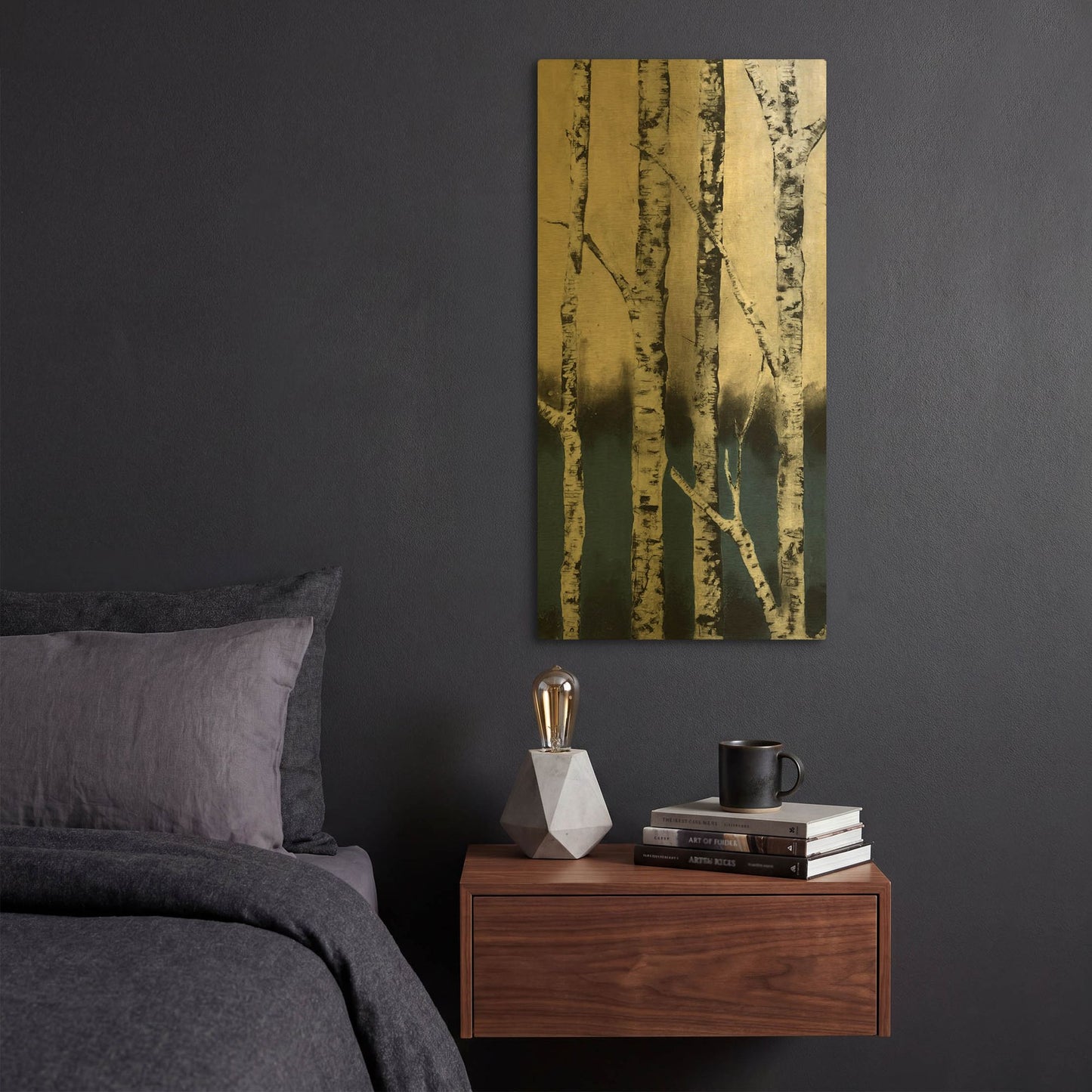 'Winter Birch' By LovIsArt Gold Metal Wall Art