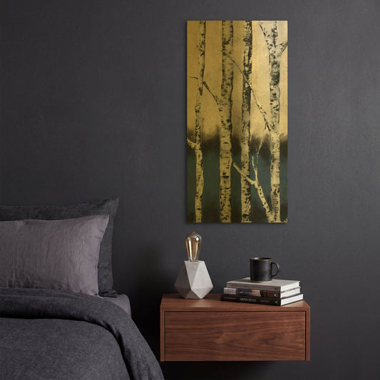 'Winter Birch' By LovIsArt Gold Metal Wall Art