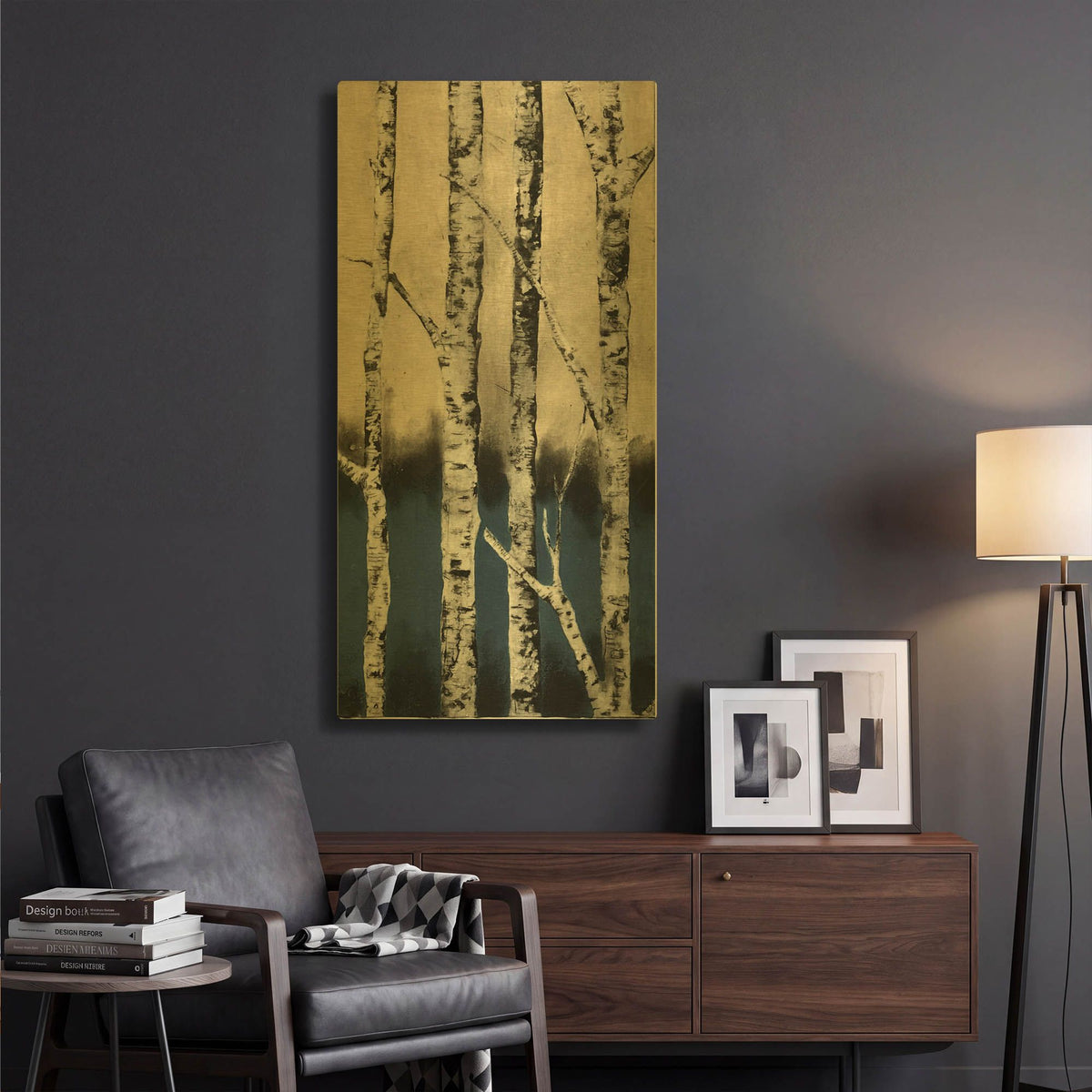 'Winter Birch' By LovIsArt Gold Metal Wall Art