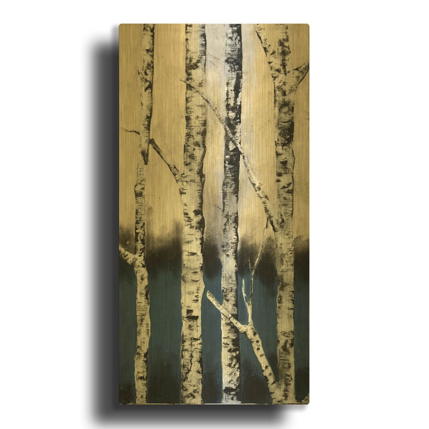'Winter Birch' By LovIsArt Gold Metal Wall Art