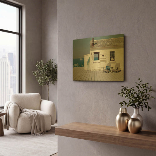 'Dock House' By Zhen-Huan Lu Gold Metal Wall Art