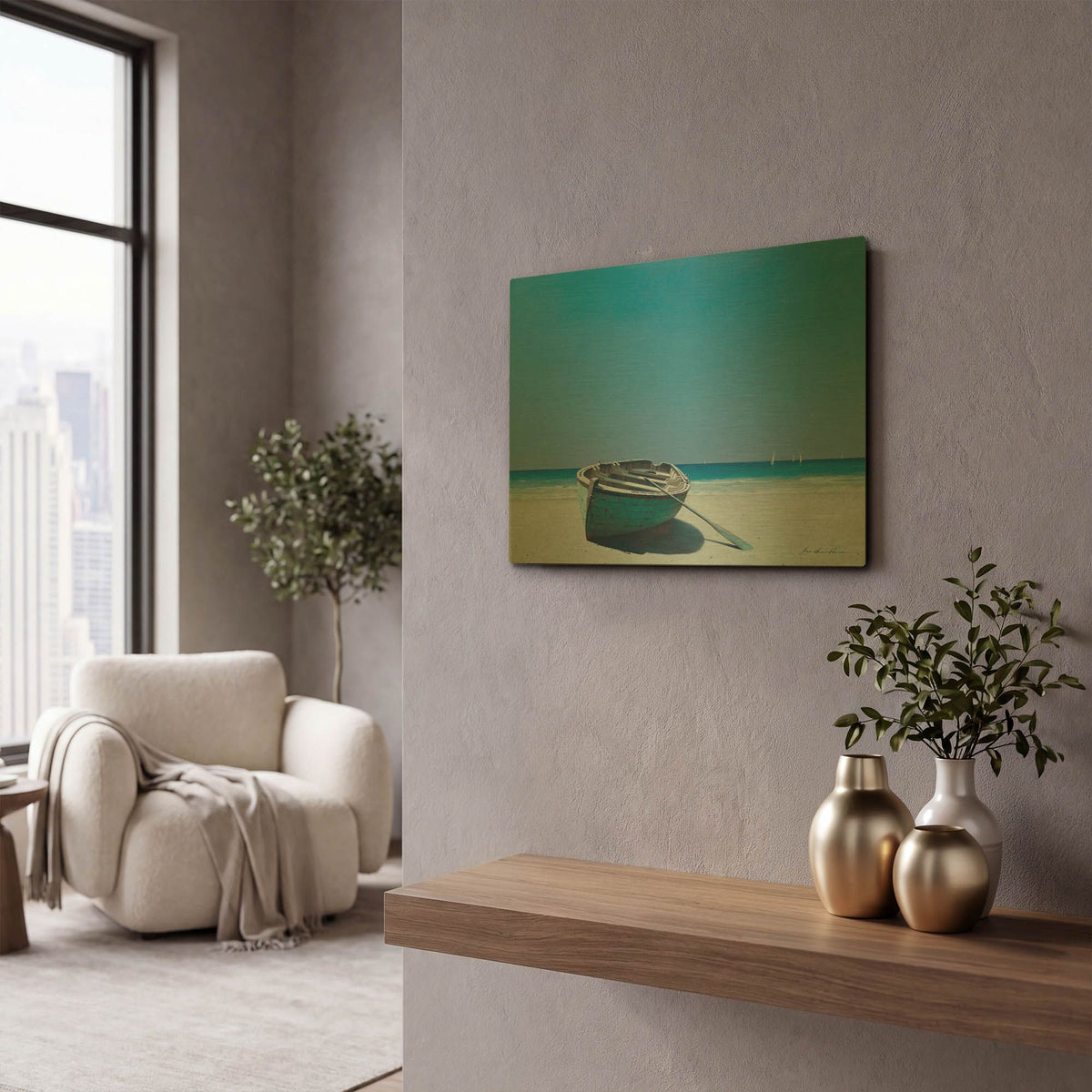 'Boat 1' By Zhen-Huan Lu Gold Metal Wall Art