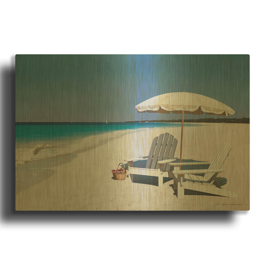 'Beach Picnic' By Zhen-Huan Lu Gold Metal Wall Art