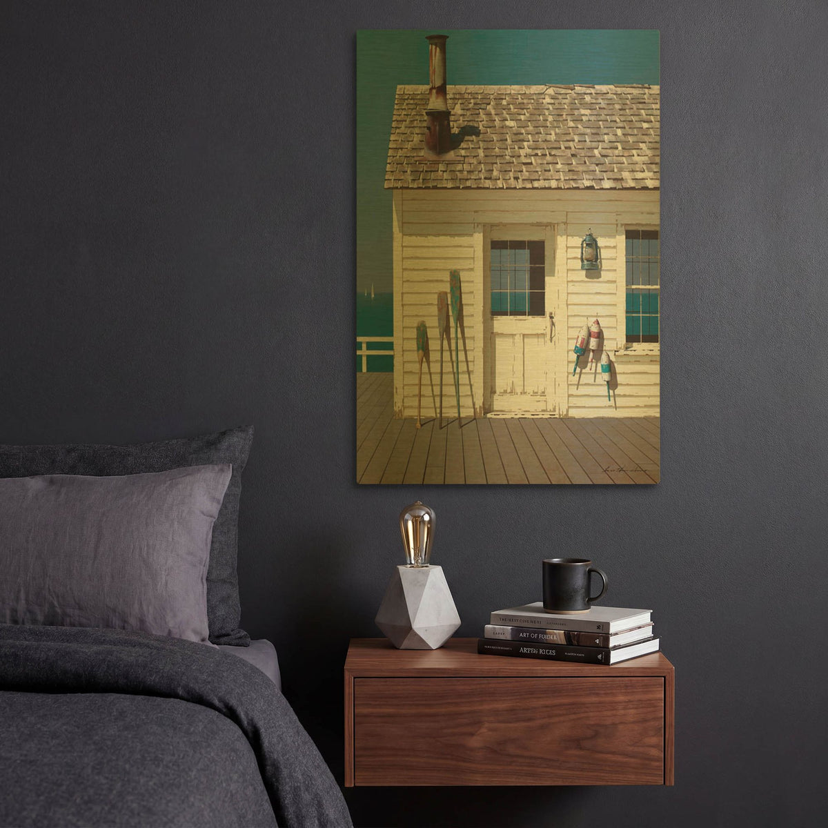 'Beach House 2' By Zhen-Huan Lu Gold Metal Wall Art