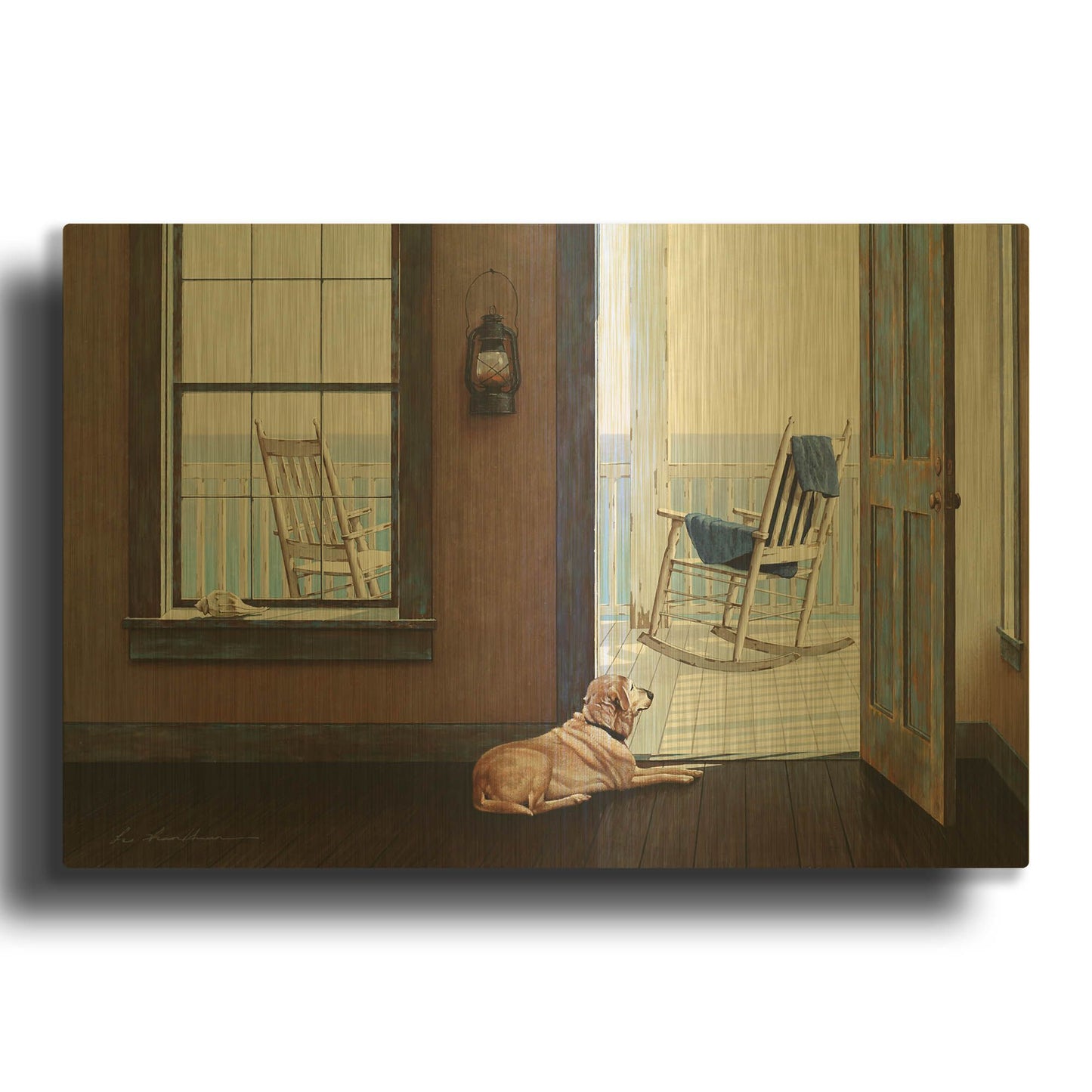 'Look Over The Sea' By Zhen-Huan Lu Gold Metal Wall Art