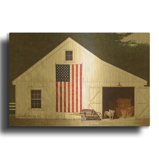 'Barn With Piglet' By Zhen-Huan Lu Gold Metal Wall Art