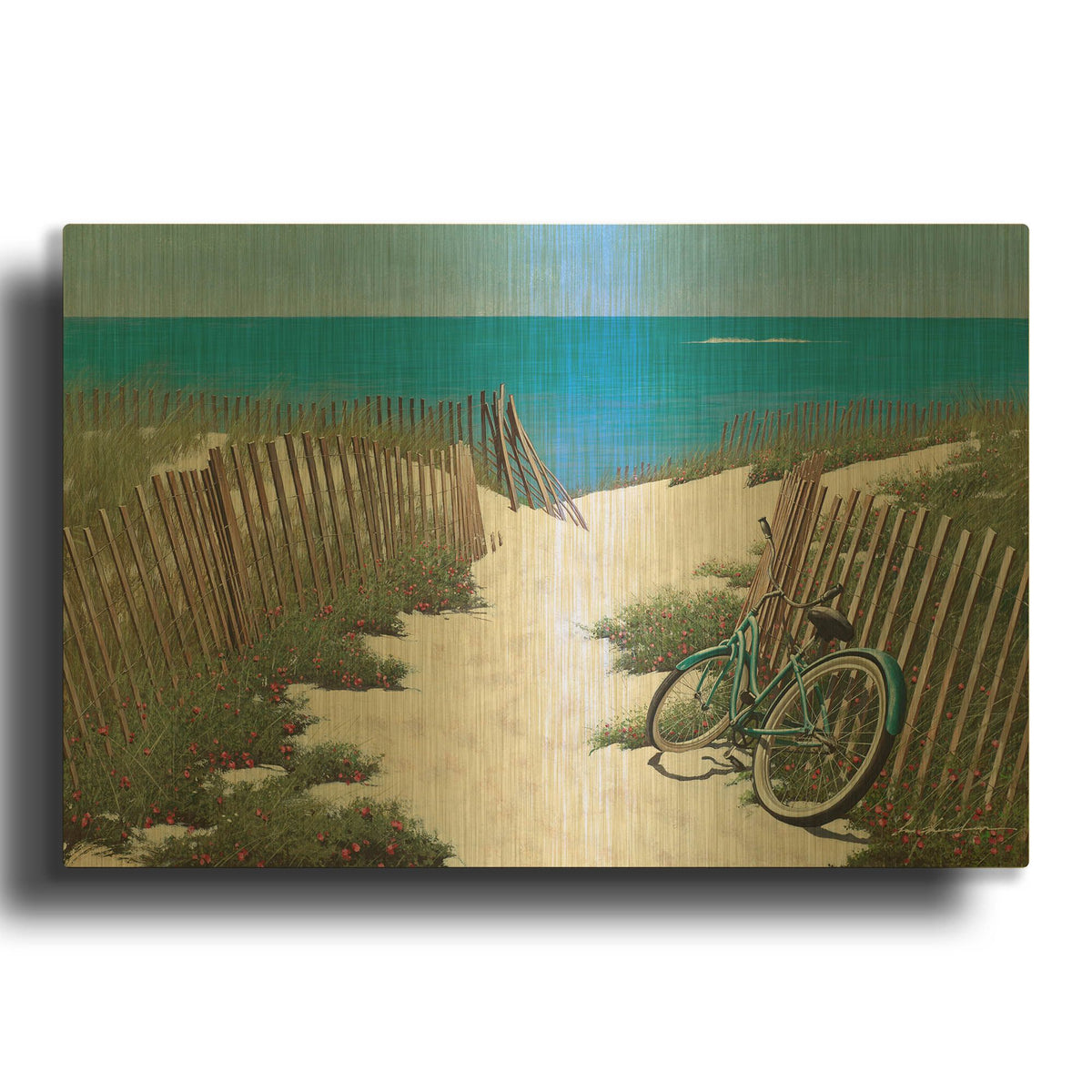 'Beach Bike' By Zhen-Huan Lu Gold Metal Wall Art