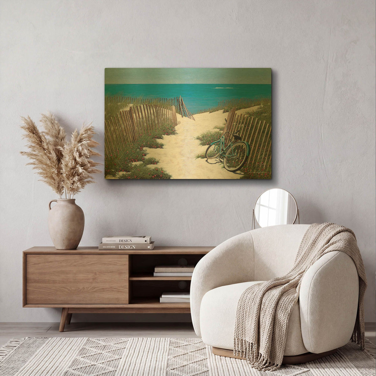 'Beach Bike' By Zhen-Huan Lu Gold Metal Wall Art