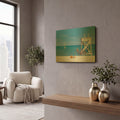 'Beach Bike 3' By Zhen-Huan Lu Gold Metal Wall Art