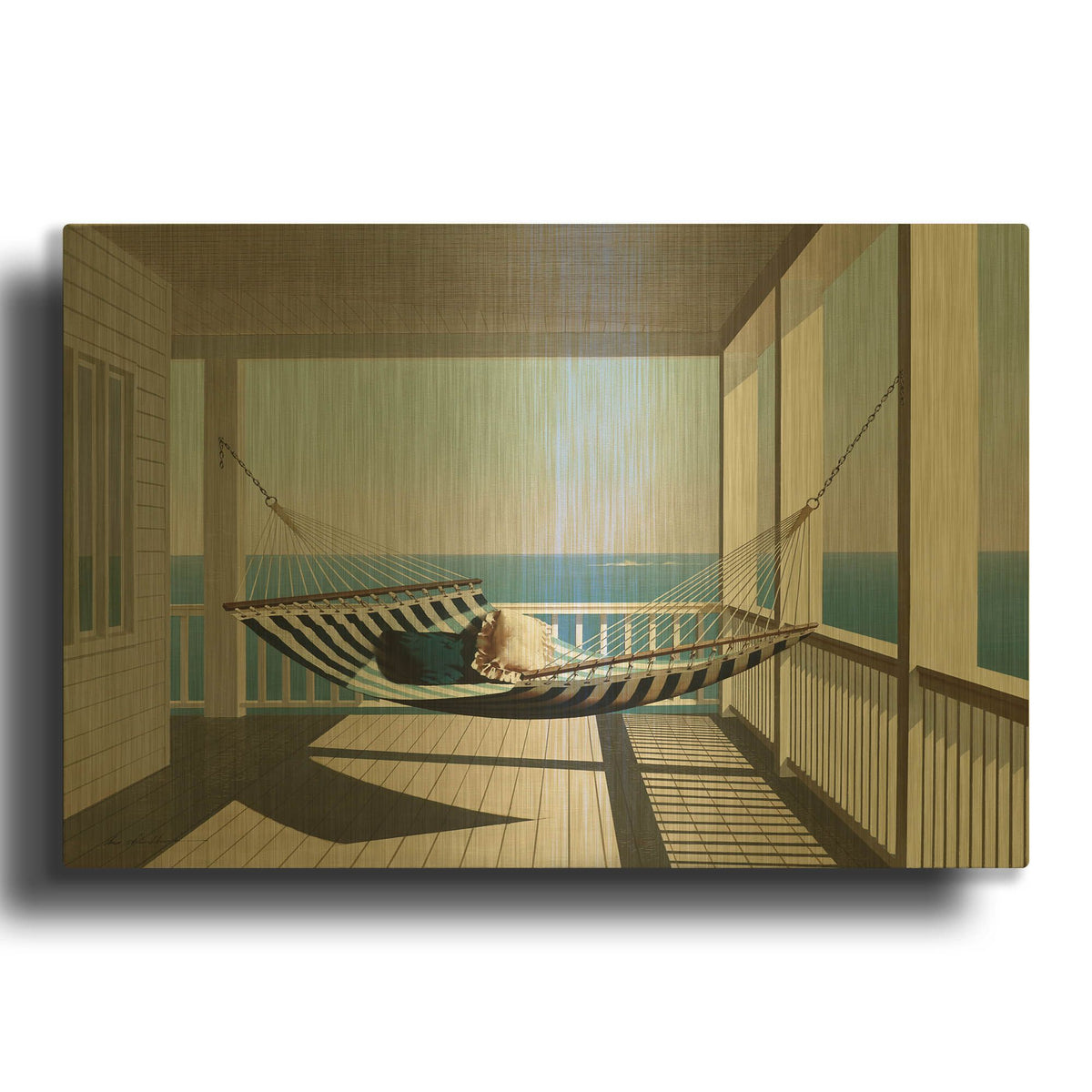 'Hammock & Pillows' By Zhen-Huan Lu Gold Metal Wall Art