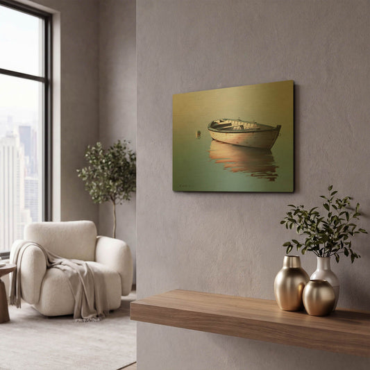 'Lonely Boat 2017' By Zhen-Huan Lu Gold Metal Wall Art