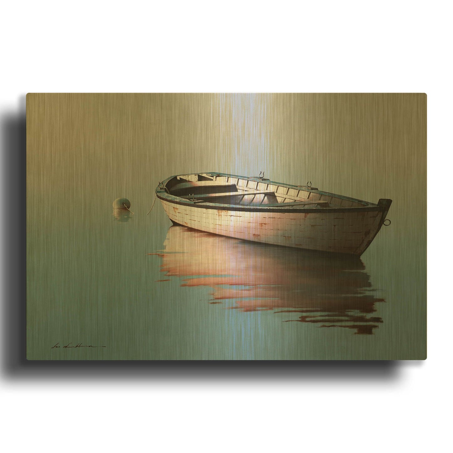 'Lonely Boat 2017' By Zhen-Huan Lu Gold Metal Wall Art