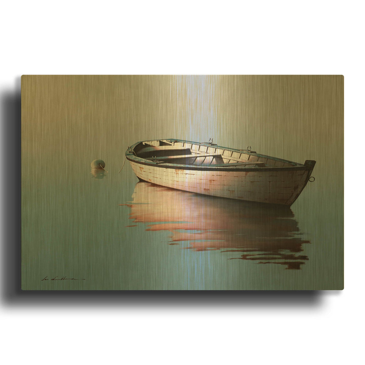 'Lonely Boat 2017' By Zhen-Huan Lu Gold Metal Wall Art
