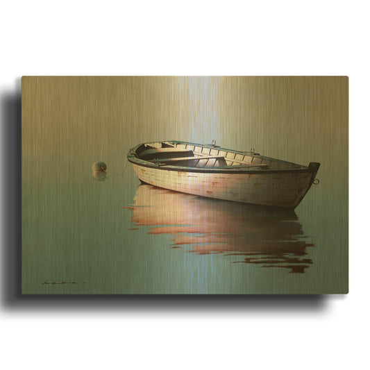 'Lonely Boat 2017' By Zhen-Huan Lu Gold Metal Wall Art