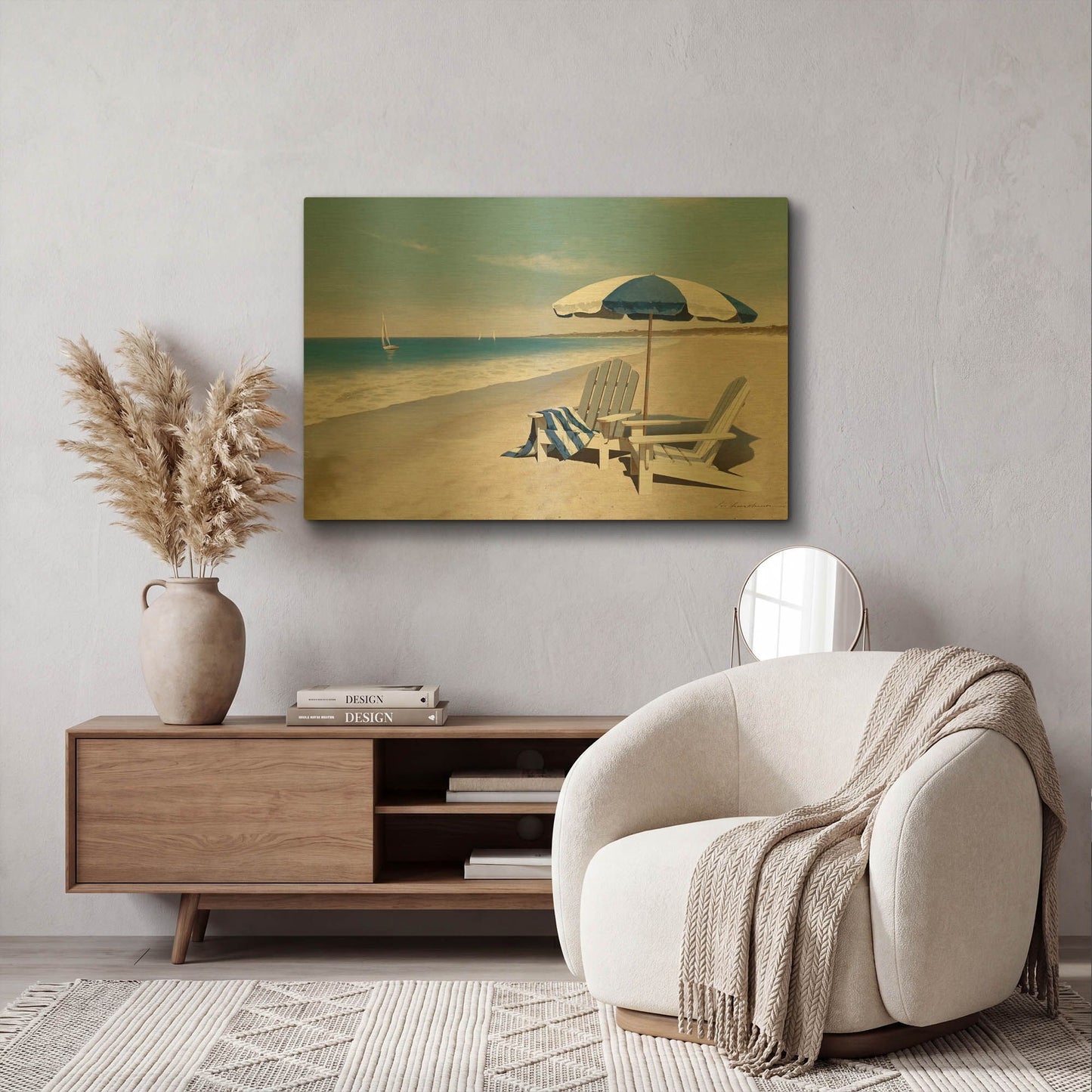 'Beach Bum' By Zhen-Huan Lu Gold Metal Wall Art