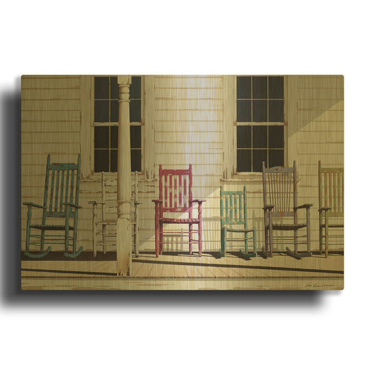 'Rocking Chair Family' By Zhen-Huan Lu Gold Metal Wall Art