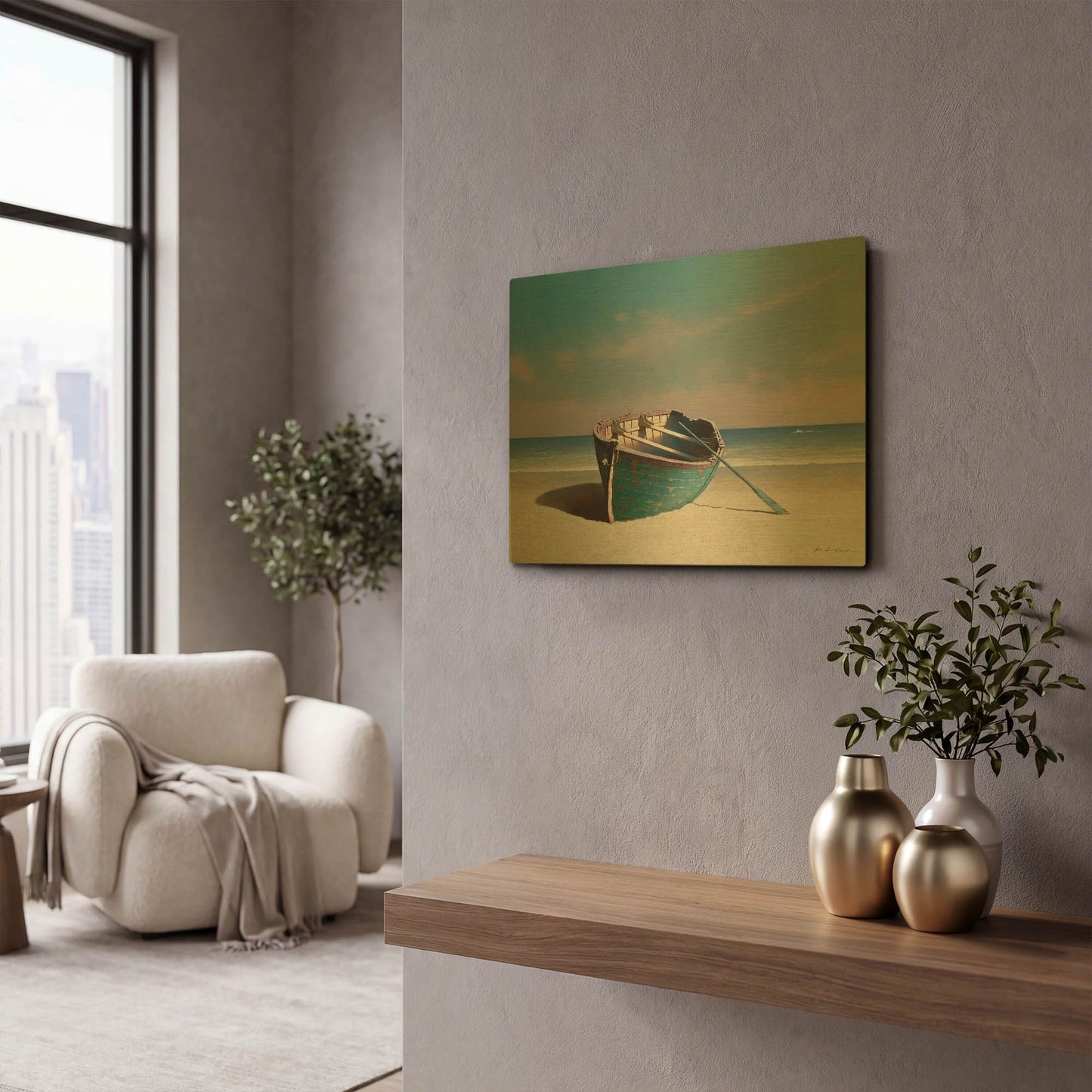 'Solitaire' By Zhen-Huan Lu Gold Metal Wall Art