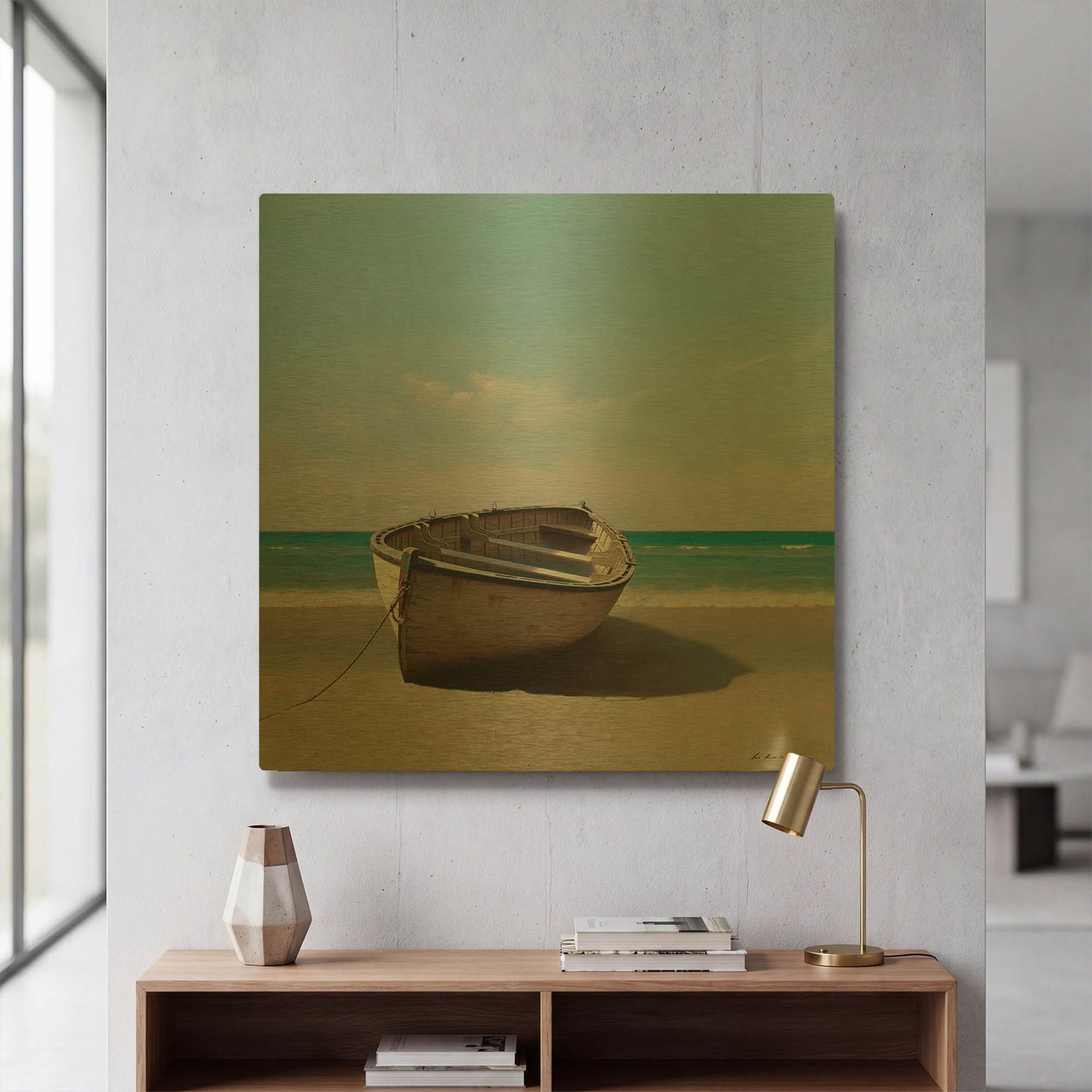 'Boat 3' By Zhen-Huan Lu Gold Metal Wall Art