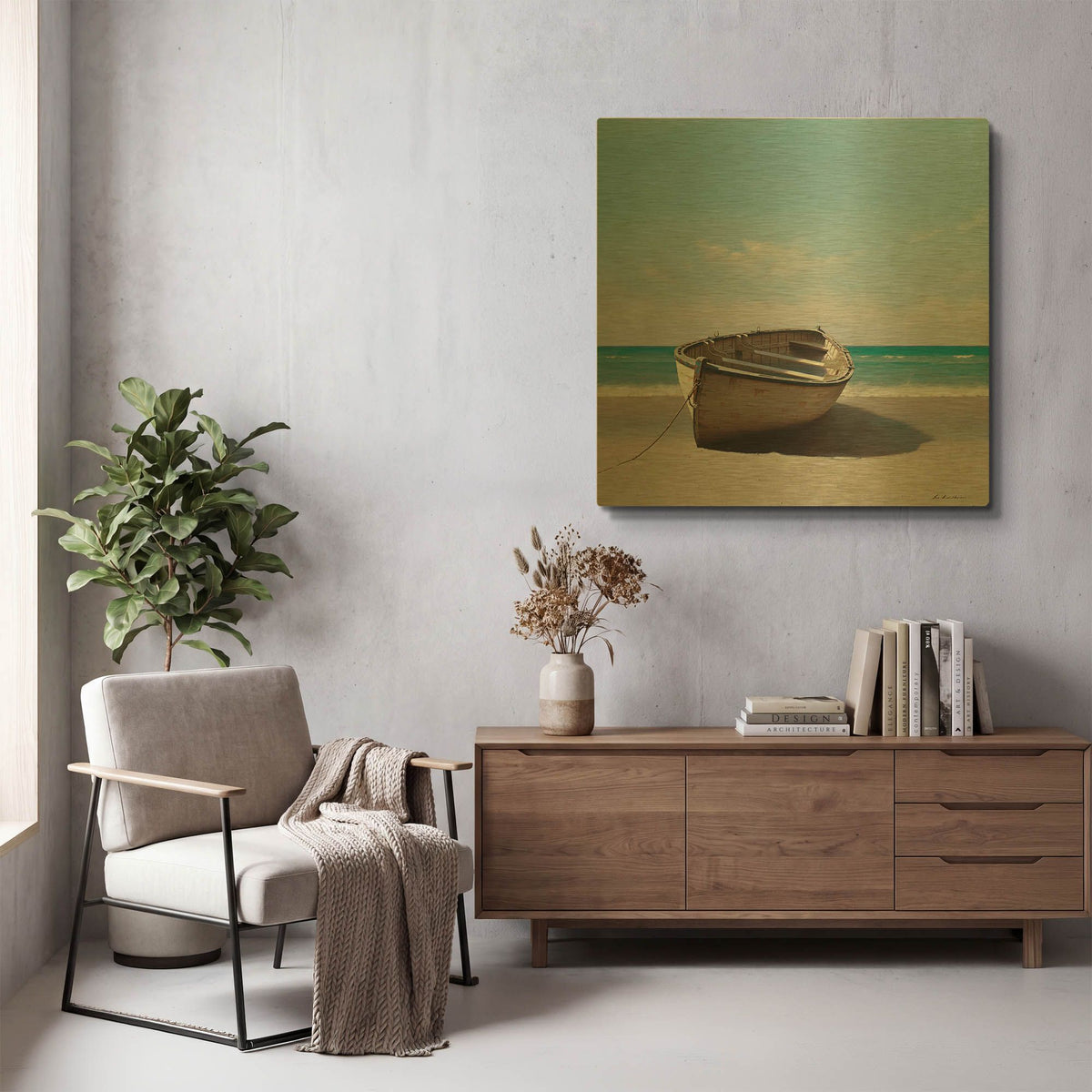 'Boat 3' By Zhen-Huan Lu Gold Metal Wall Art