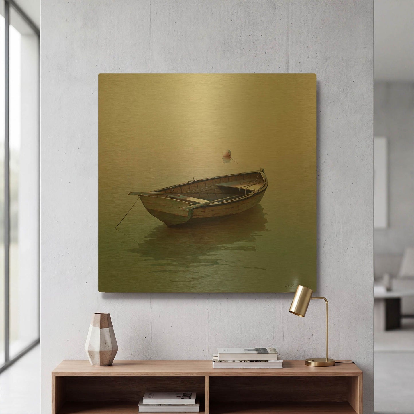 'Boat 6' By Zhen-Huan Lu Gold Metal Wall Art