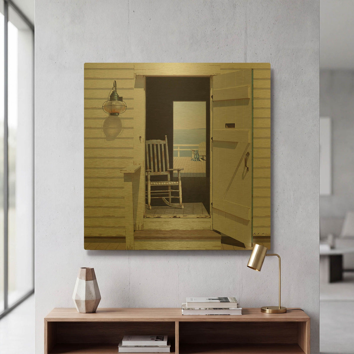'Beach House 3' By Zhen-Huan Lu Gold Metal Wall Art