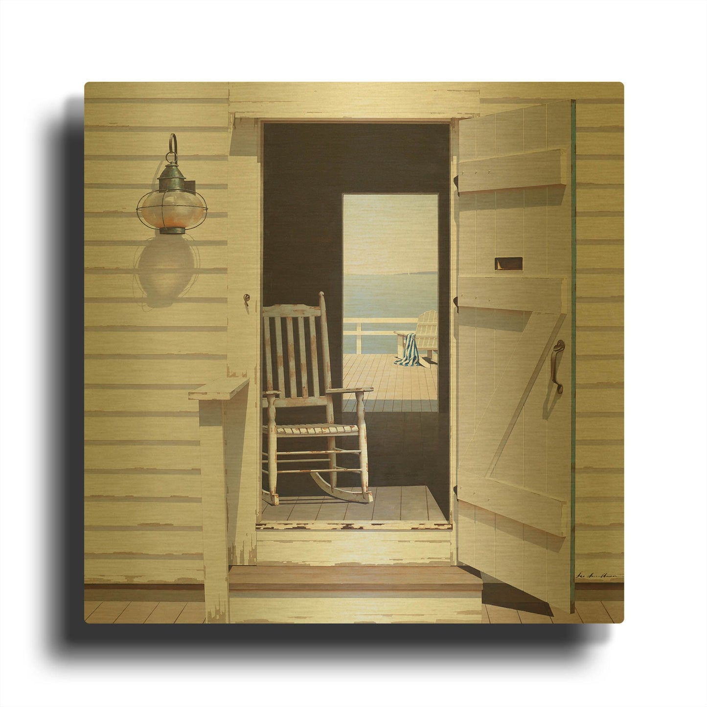 'Beach House 3' By Zhen-Huan Lu Gold Metal Wall Art