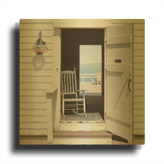 'Beach House 3' By Zhen-Huan Lu Gold Metal Wall Art